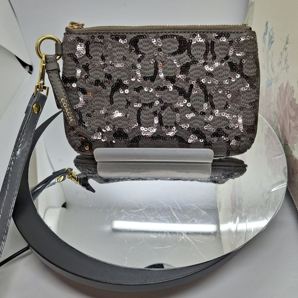 Coach Gray Sequin Wristlet - Picture 3 of 8